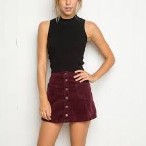Brandy Melville Burgundy Corduroy Skirt